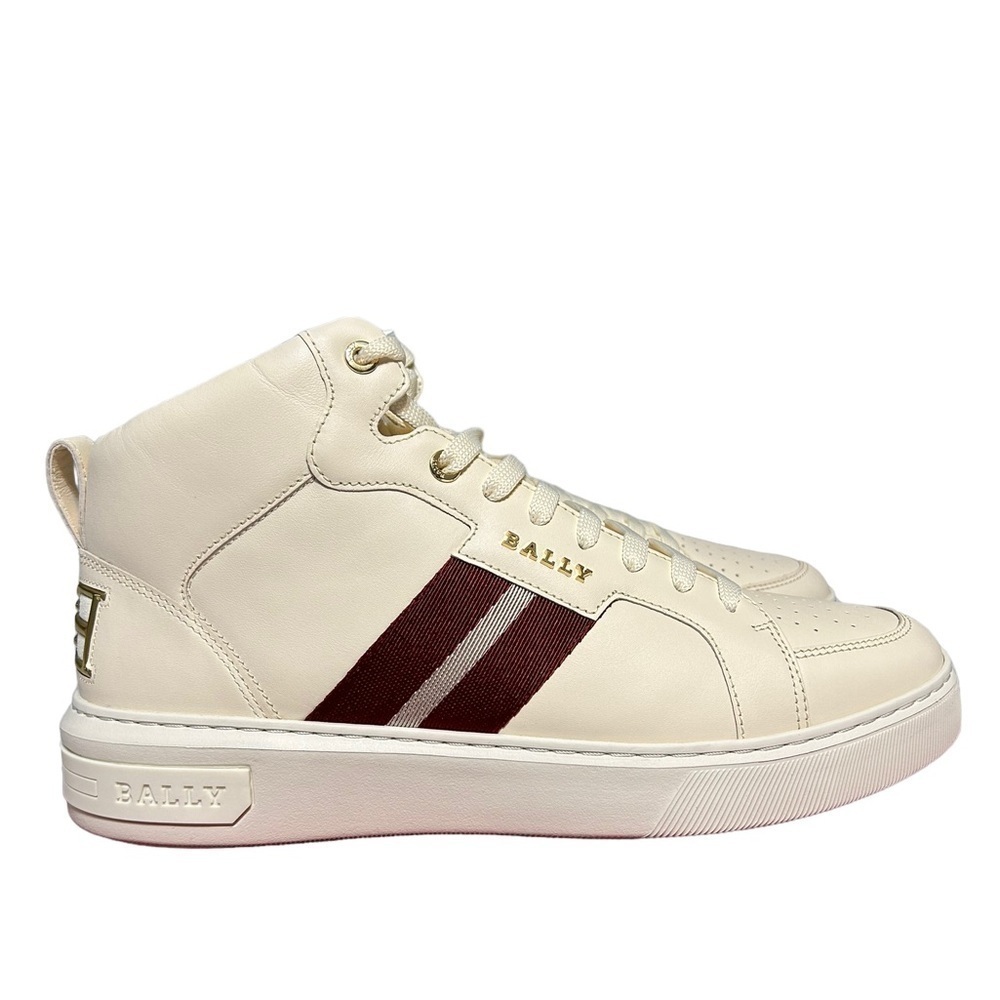 Bally Meson Striped Mid-Top Sneakers-Bone